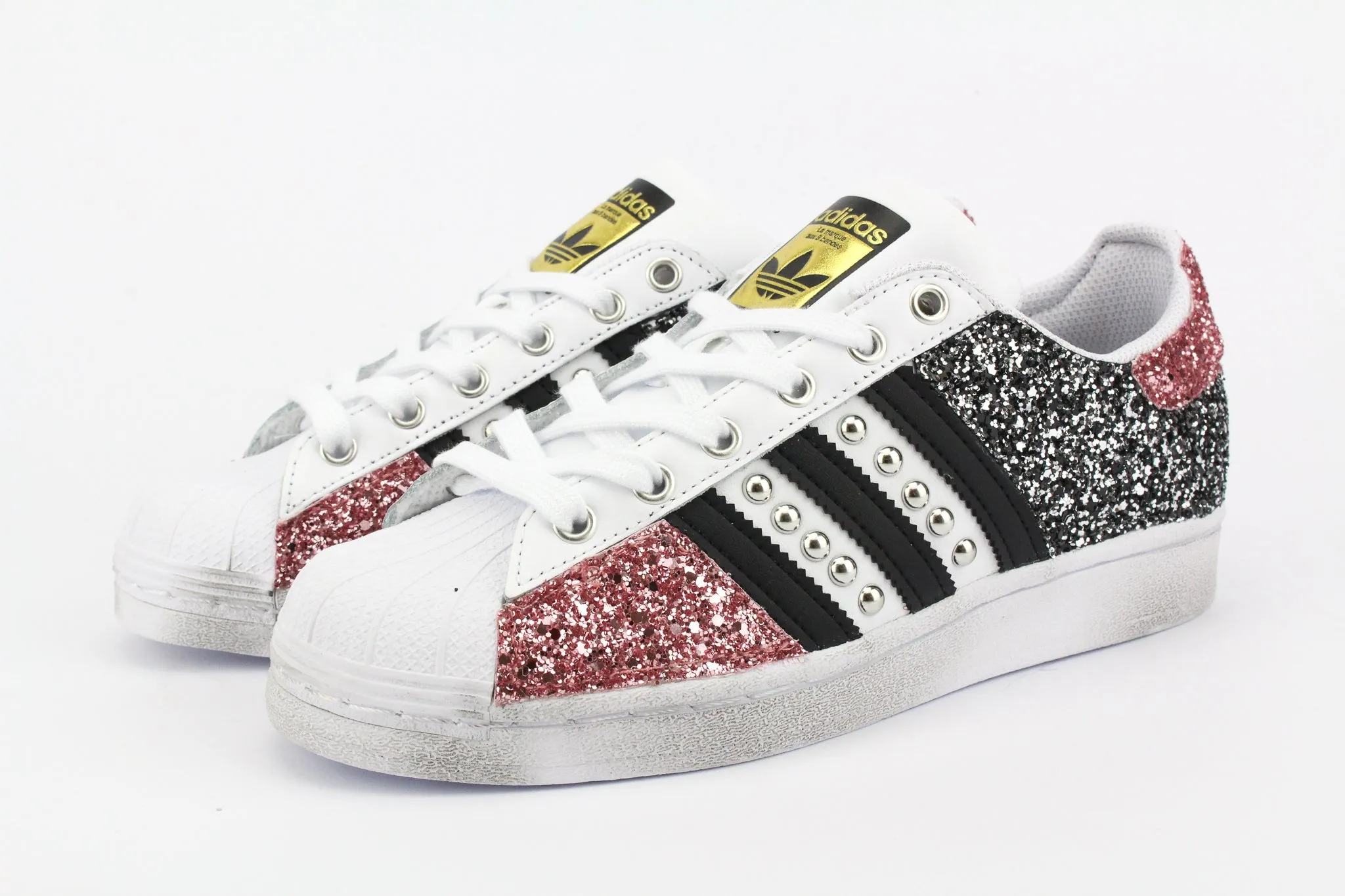 Galaxy Step Feel Fresh Adidas Superstar Total Glitter Black Silver & Pink
