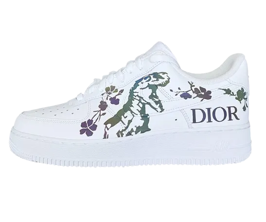 No Break In Chase Step Nike AF1 "Dior - Dinosaur" Custom