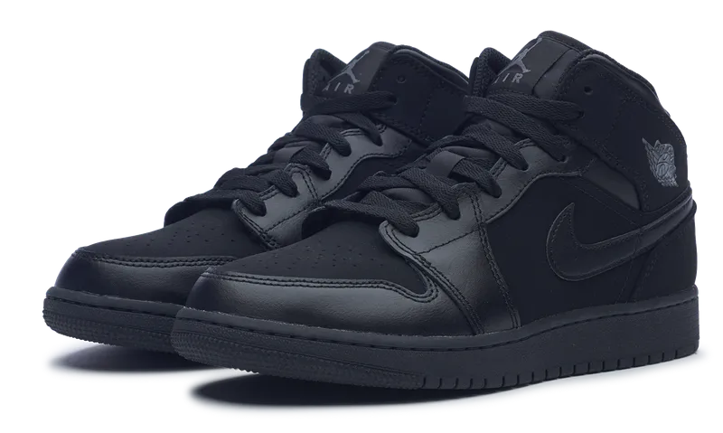 nike Air Jordan 1 Retro Mid GS 'Black Dark Grey' Park Hike Quick Outing