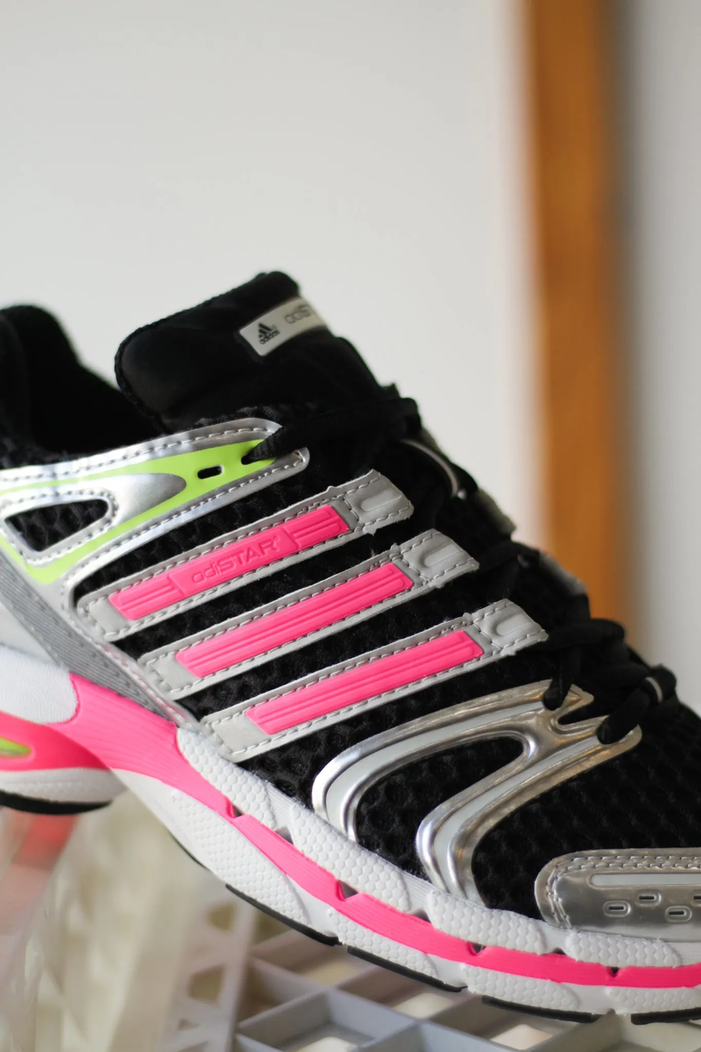ADIDAS ADISTAR CONTROL 5 "METALLIC SILVER/CORE BLACK/LUCID PINK" Recycled-Material Comfort Slope