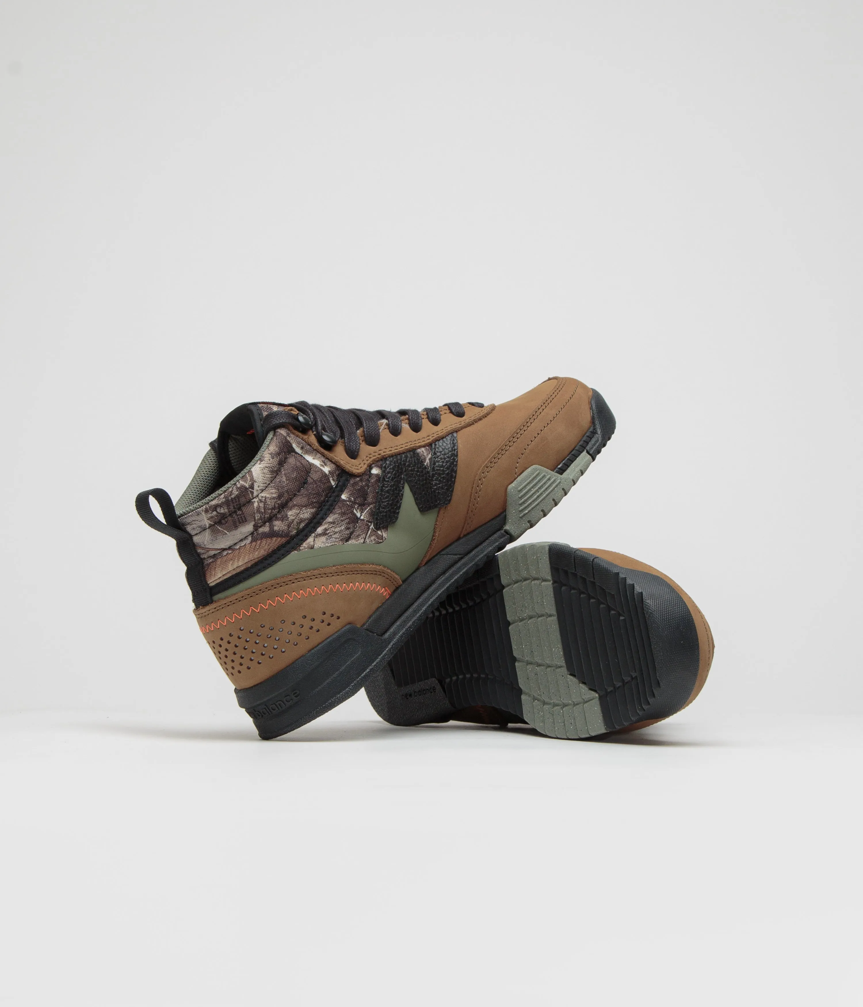 Fire Red Skater-Grade New Balance Numeric 440 Trail High Shoes - Woodland / Black
