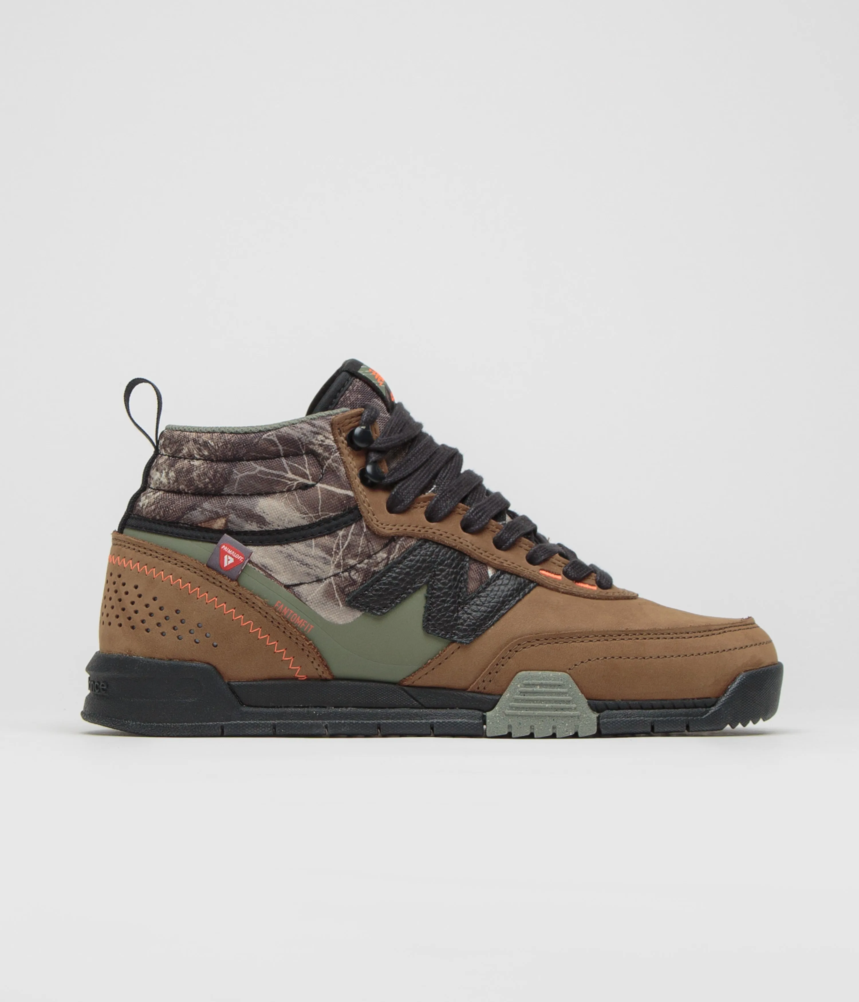 Skater-Grade New Balance Numeric 440 Trail High Shoes - Woodland / Black Leg Slim