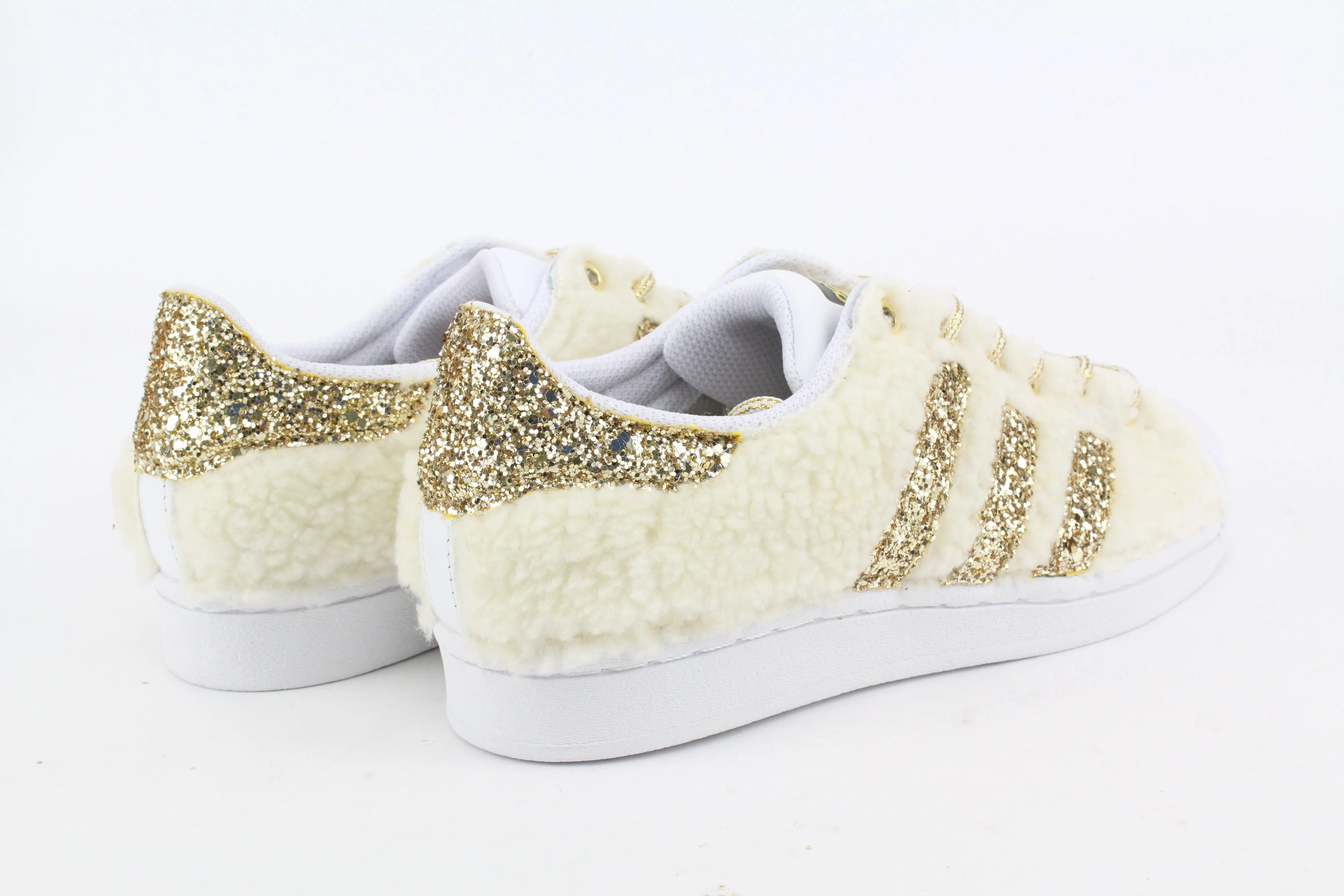 Adidas Superstar Lamb White & Glitter Oro Everyday Shoes