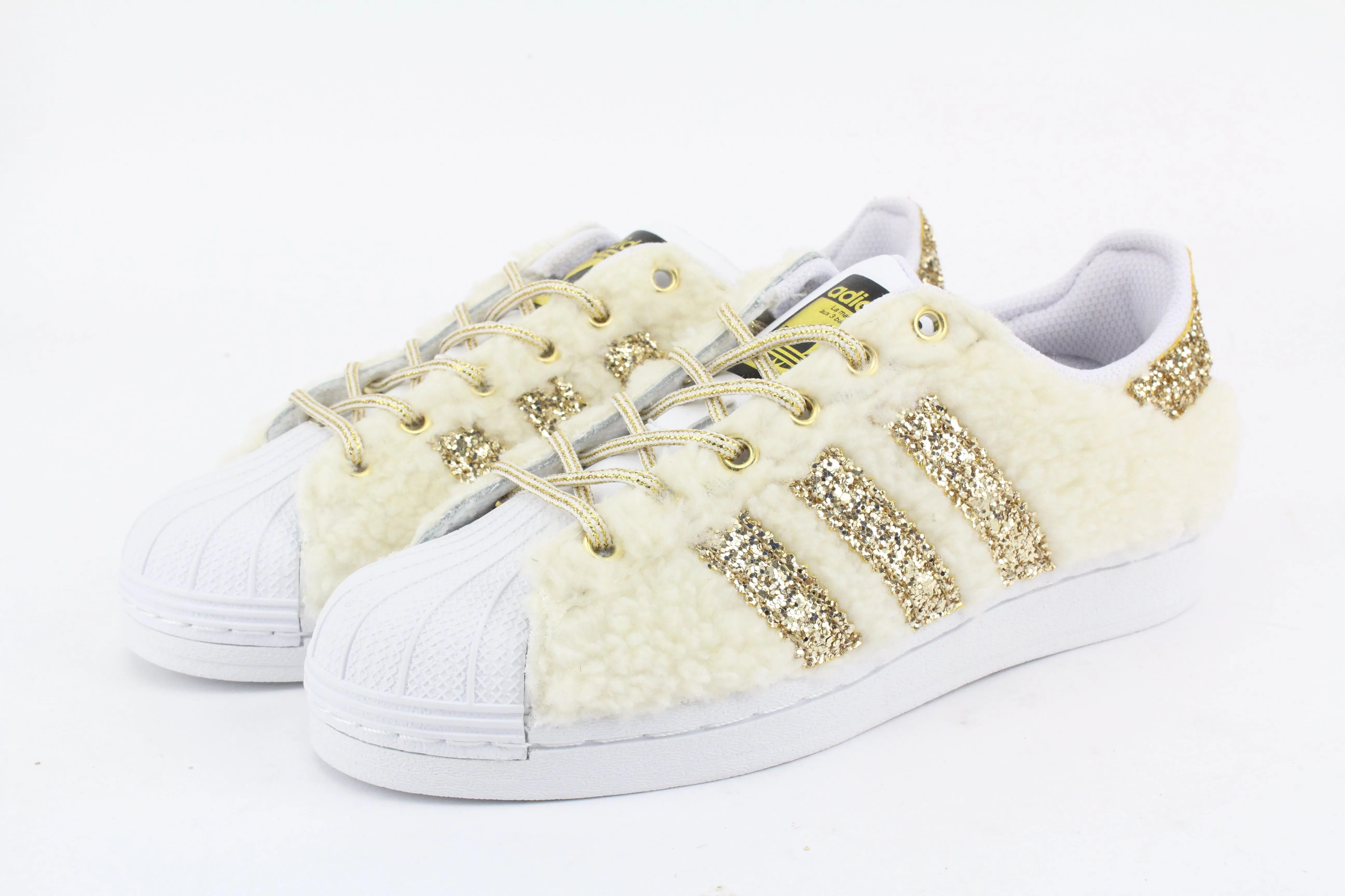 Waterproof Option Resort Ready Adidas Superstar Lamb White & Glitter Oro
