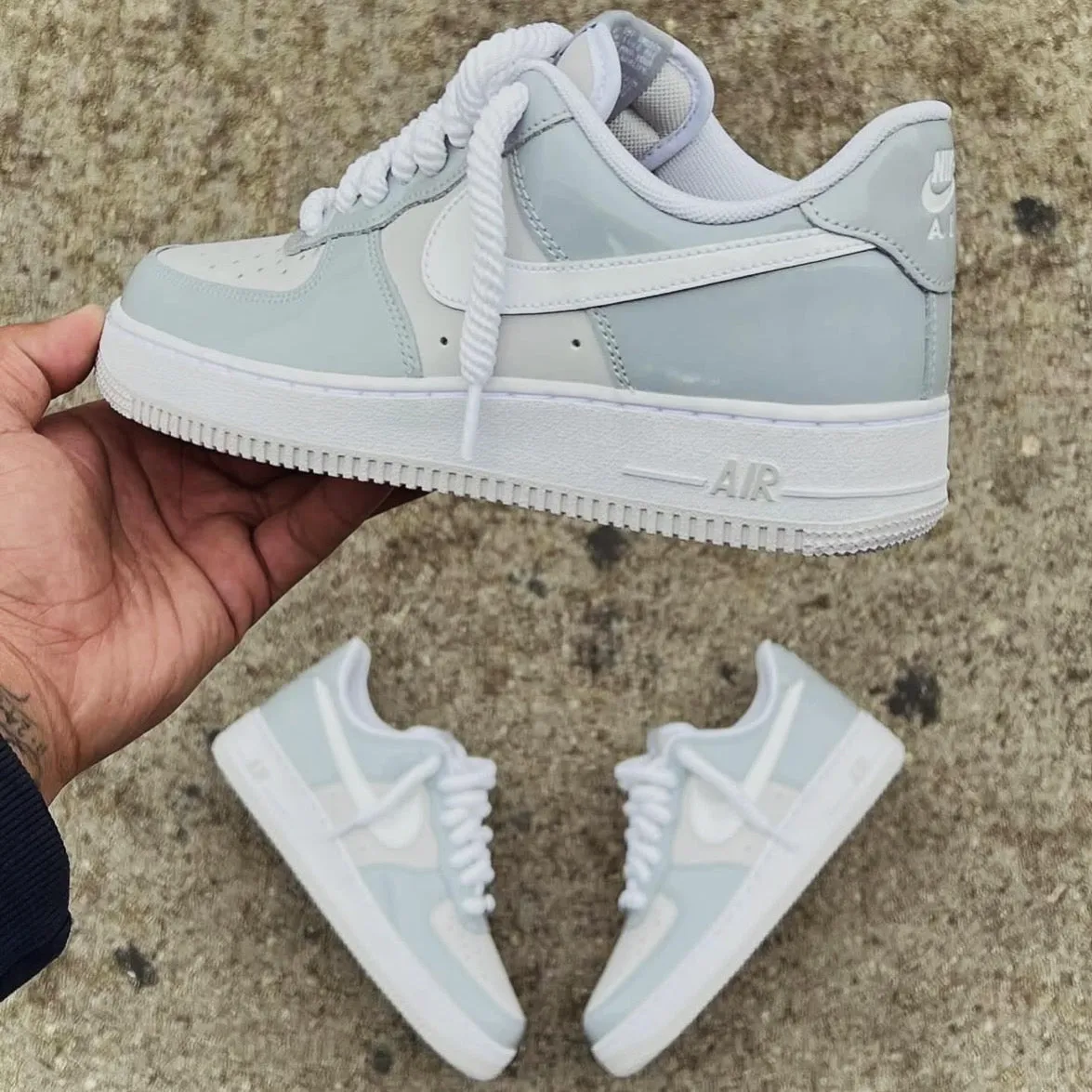 NIKE AIR FORCE 1 PATTEN LEATHER GREY WHITE Sun Step