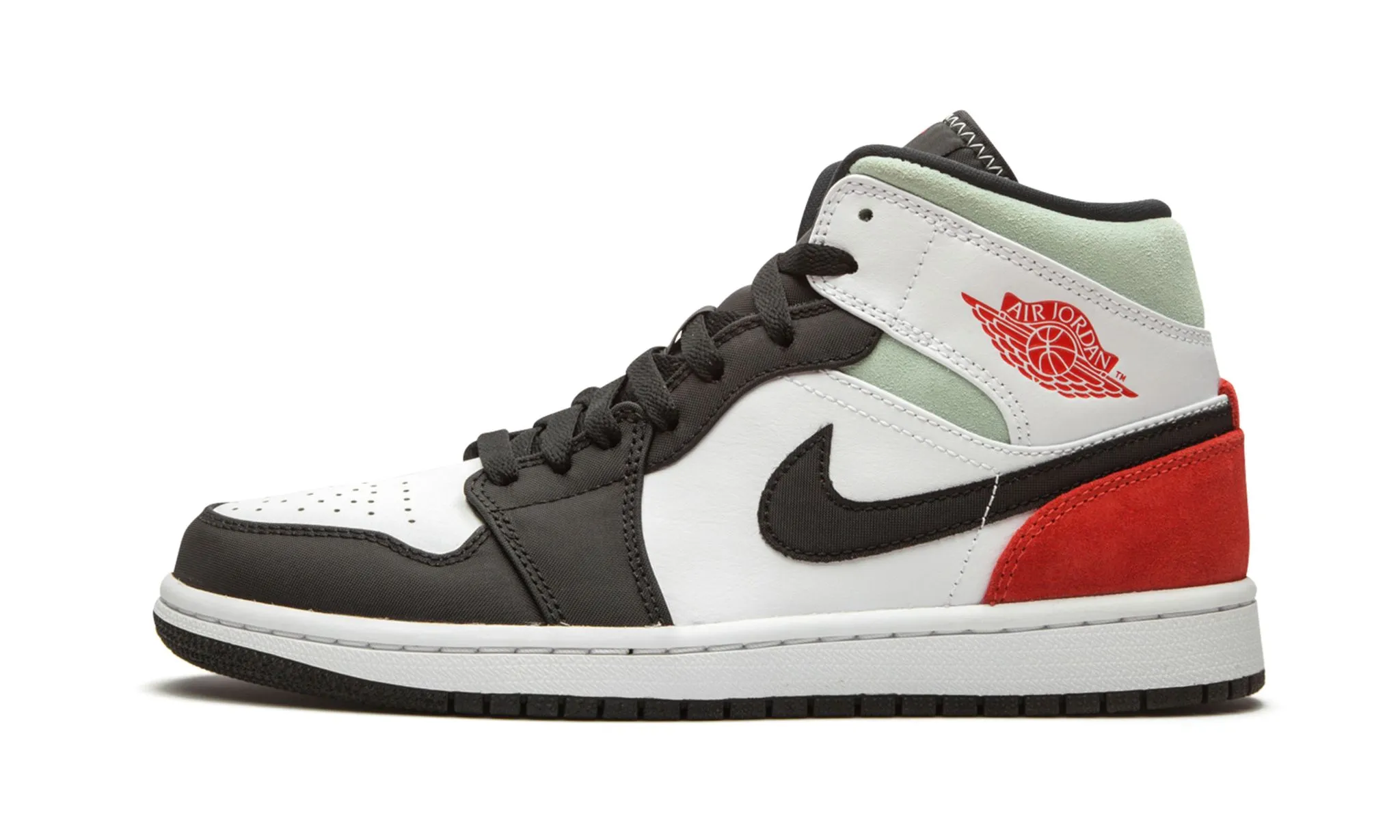 Air Jordan 1 Mid SE Red Grey Black Toe Street Explorer Buckle Design