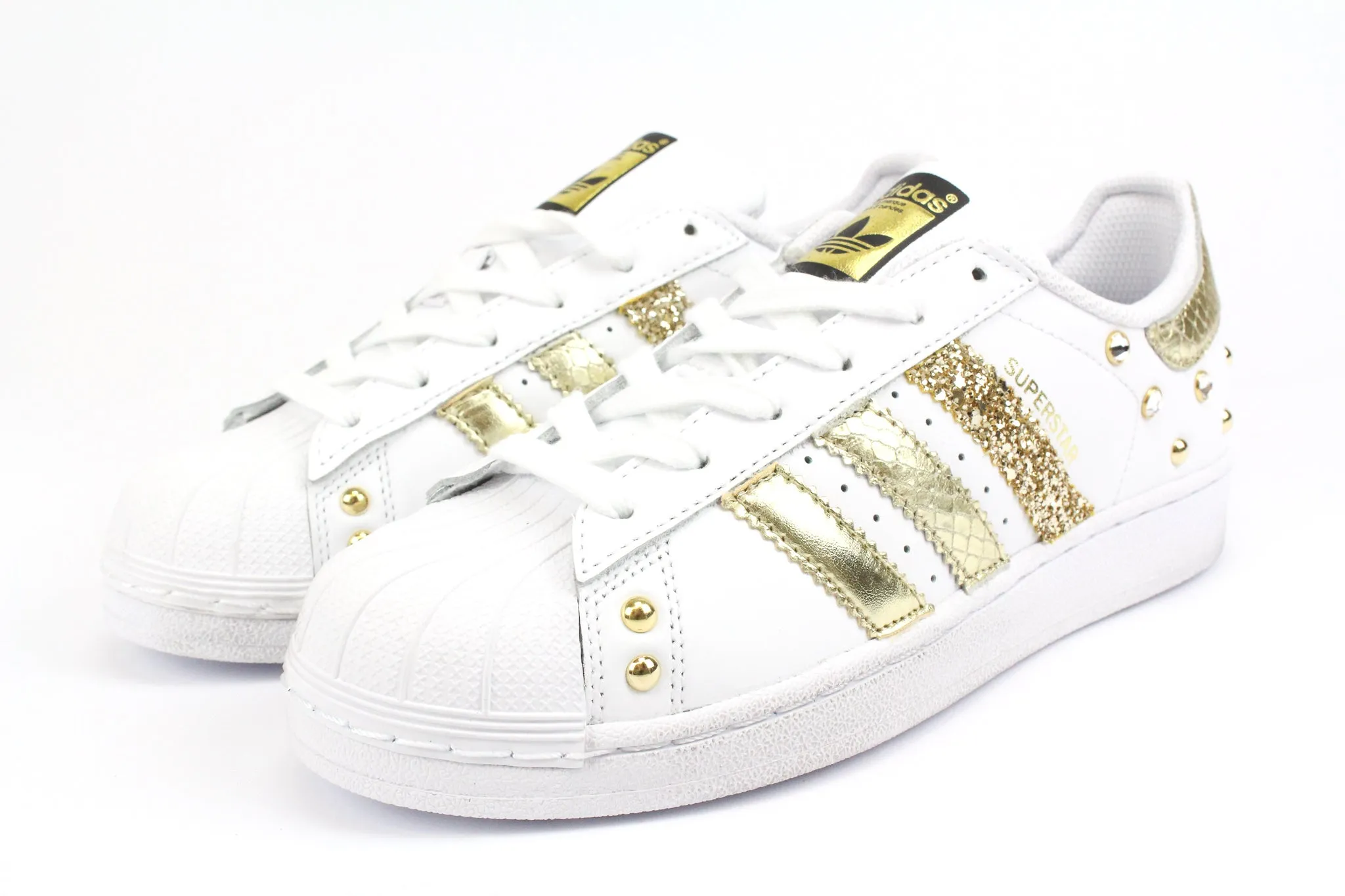 Easy Run Fashionable Comfort Adidas Superstar Pitone Laminato Gold Glitter & Strass