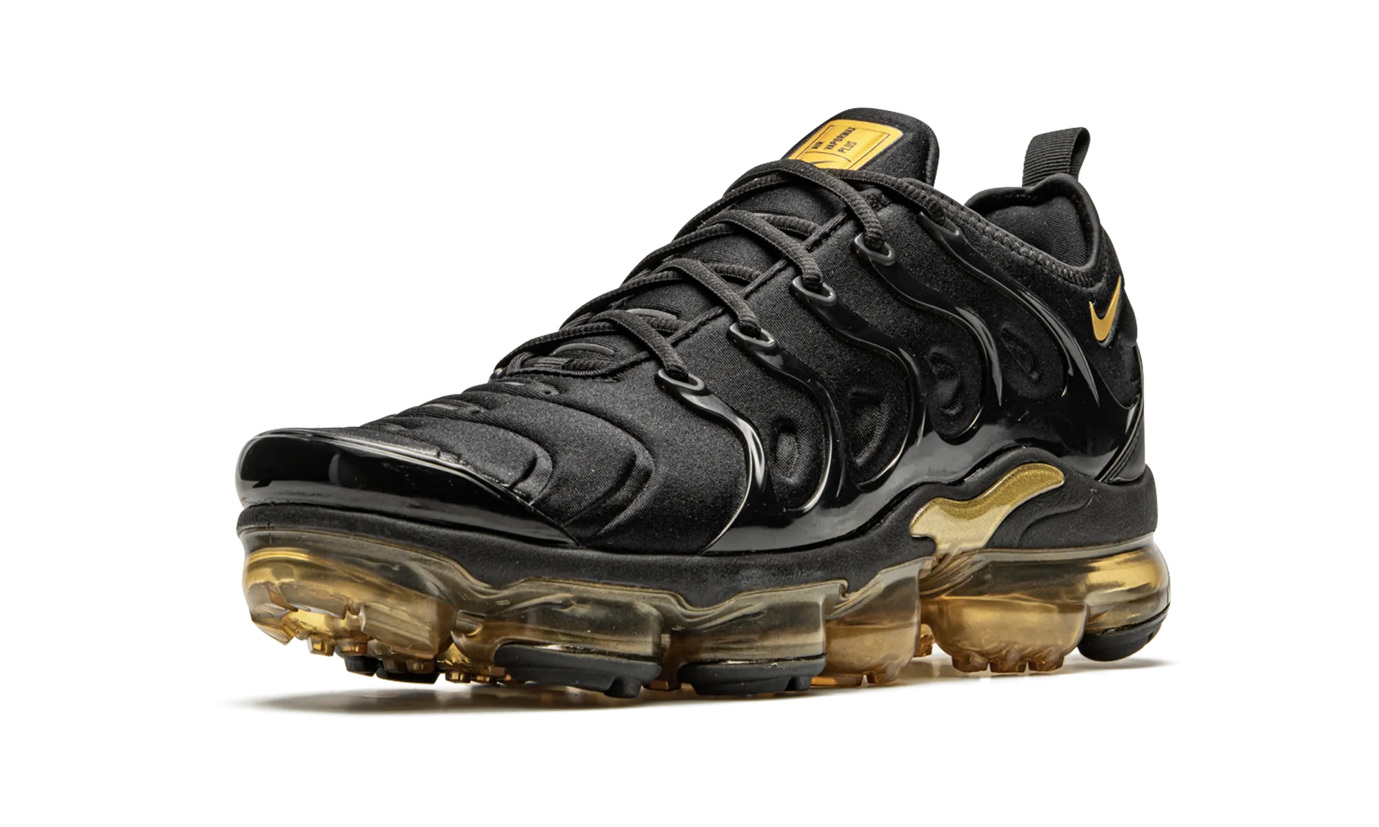 Air VaporMax Plus "Black / Gold" quick - drying shoe trait PaddedTongue
