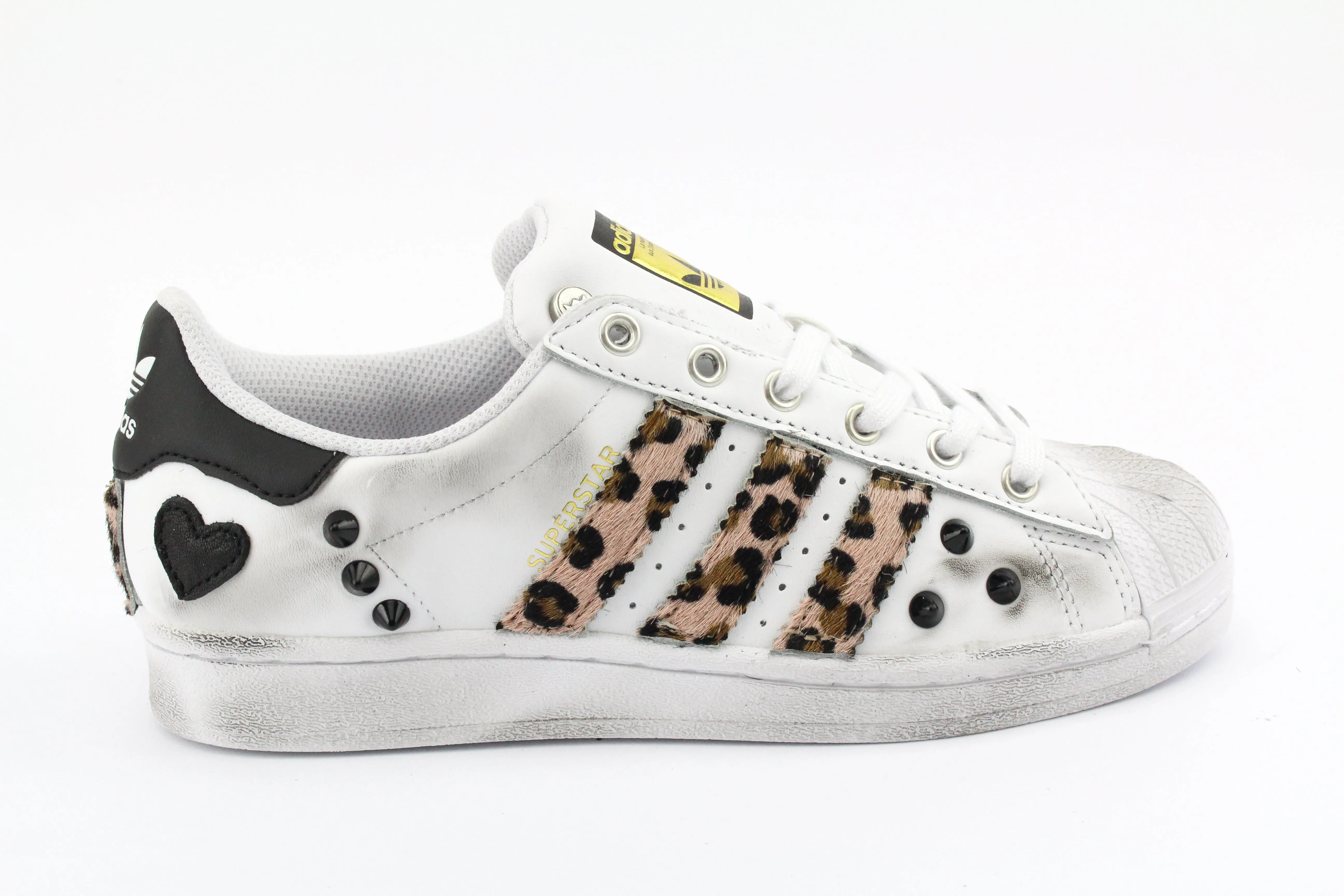 Inner Support Sturdy sole Adidas Superstar Maculate Pink Borchie & Cuore