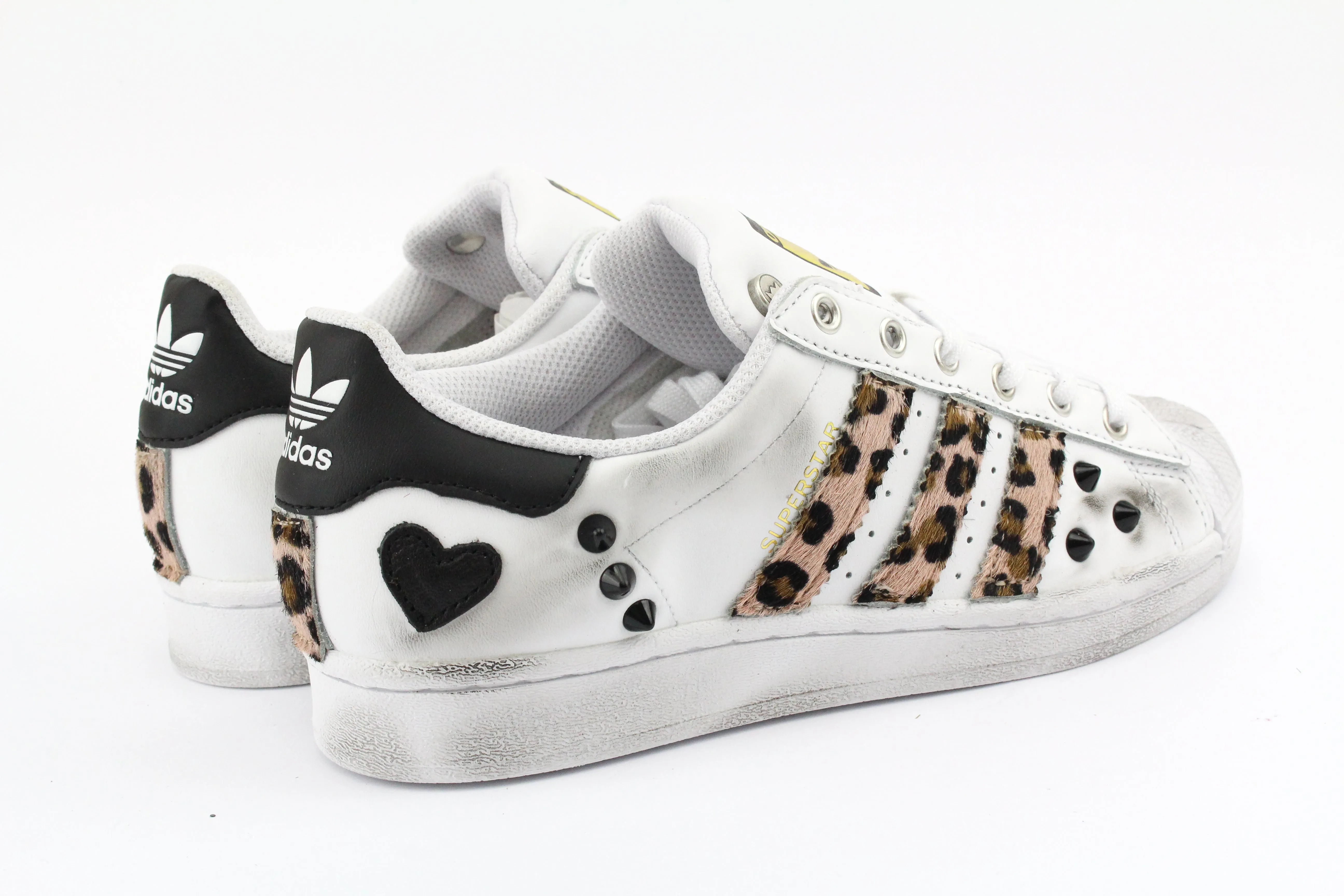 Ankle Strap Live Soft Adidas Superstar Maculate Pink Borchie & Cuore
