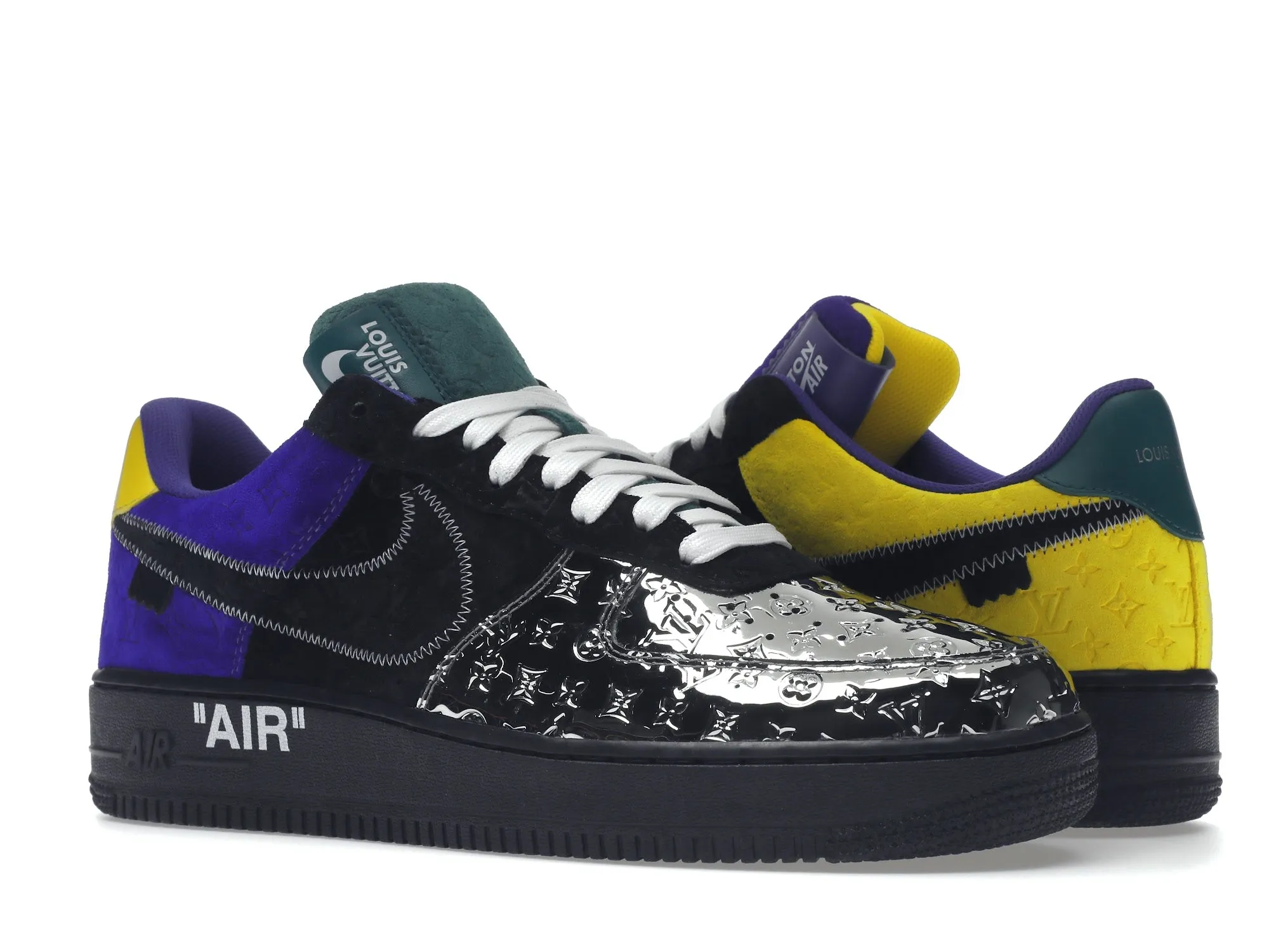 Quick Fit Walking Essential Louis Vuitton Nike Air Force 1 Low By Virgil Abloh Black Metallic Silver