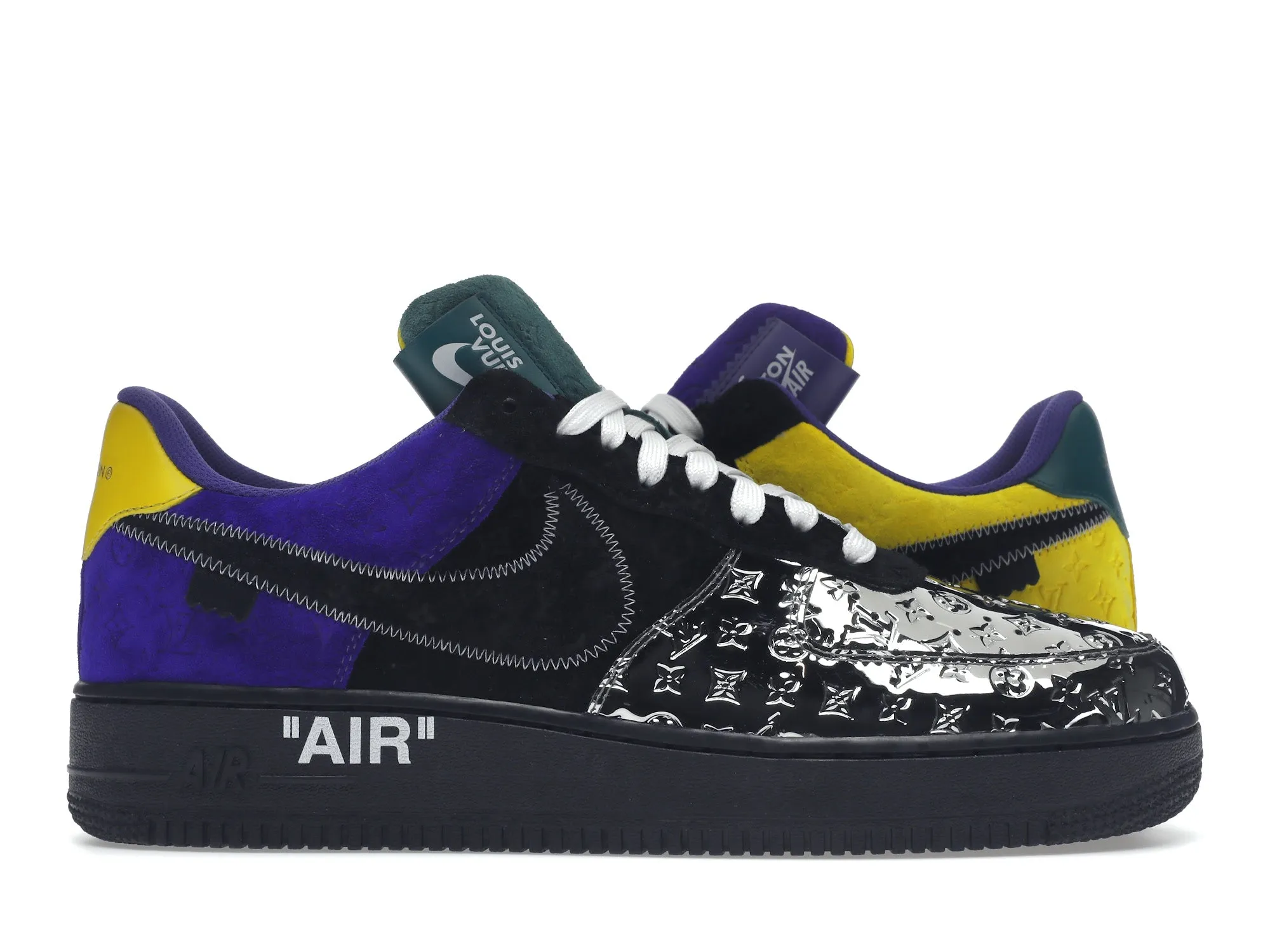 Louis Vuitton Nike Air Force 1 Low By Virgil Abloh Black Metallic Silver Easy Movement Go Style