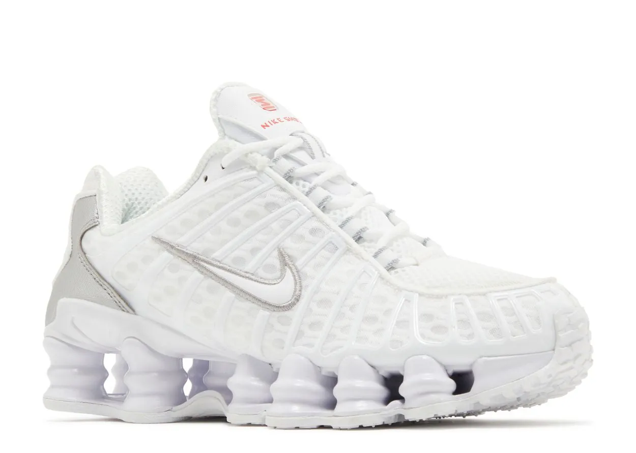 Nike Shox TL White Metallic Silver running on concrete street