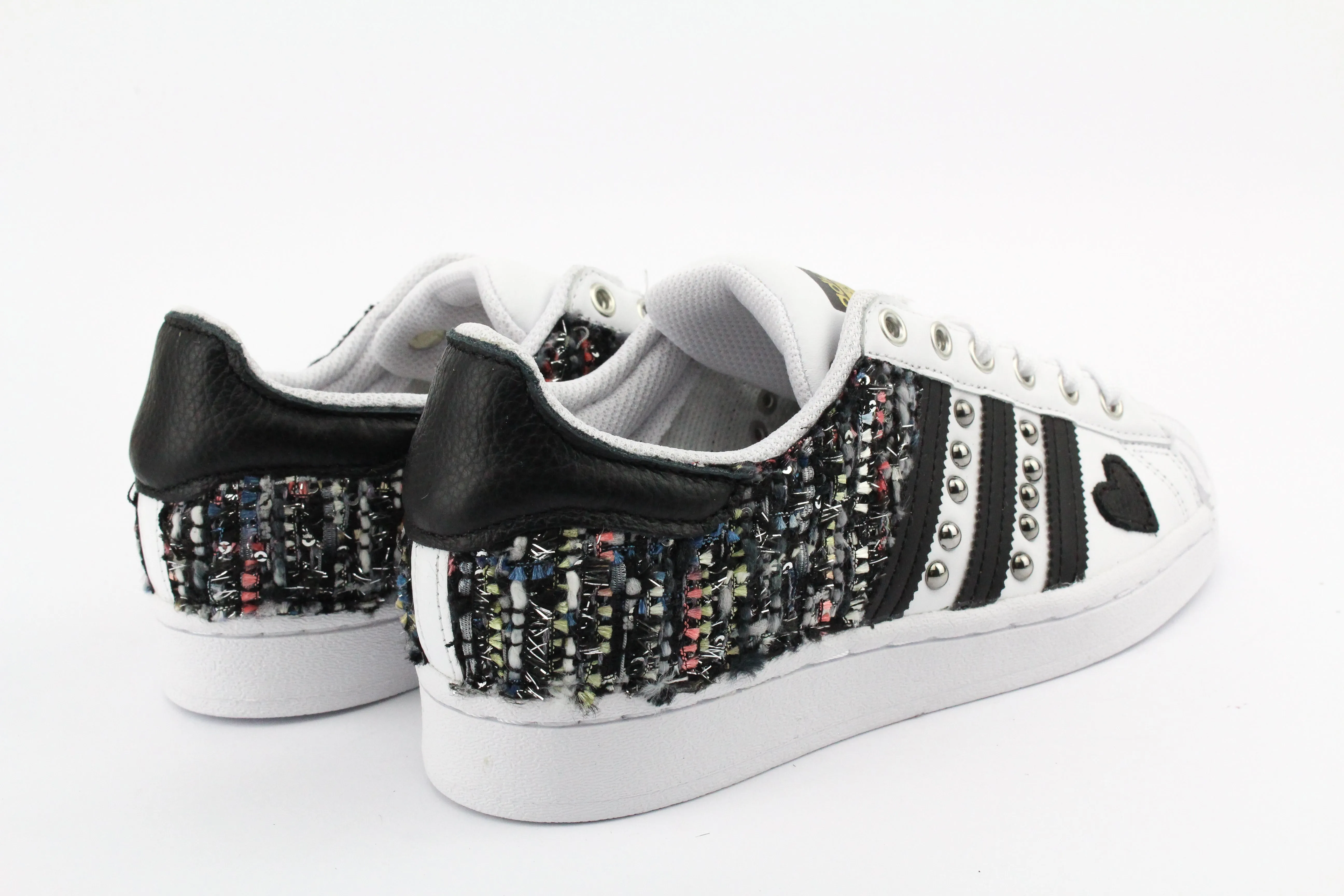 Child Run Weekend Hike Adidas Superstar Black Boucl?? Borchie & Cuore