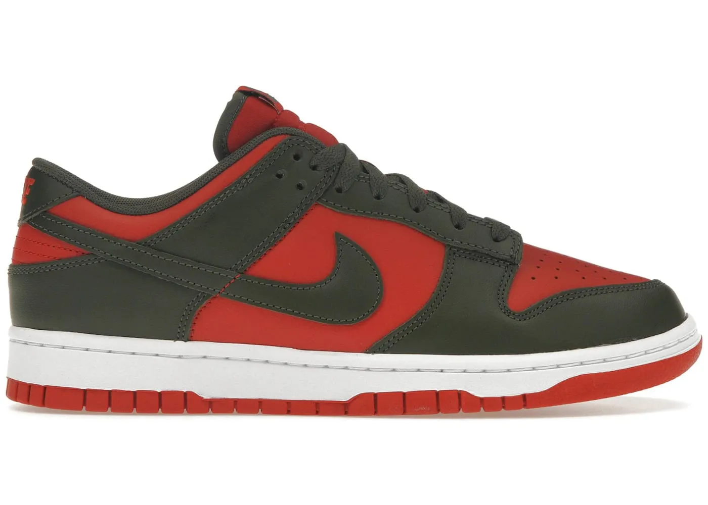 Breathable   mesh Nike Dunk Low Mystic Red Cargo Khaki