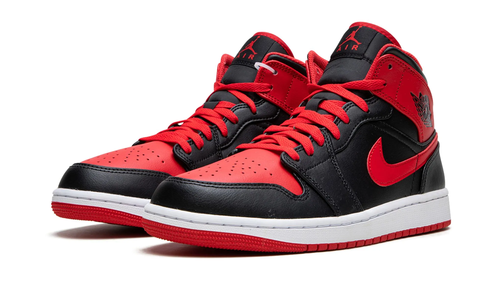 Air Jordan 1 Mid Alternate Bred Black Fire Red Ultra Ease