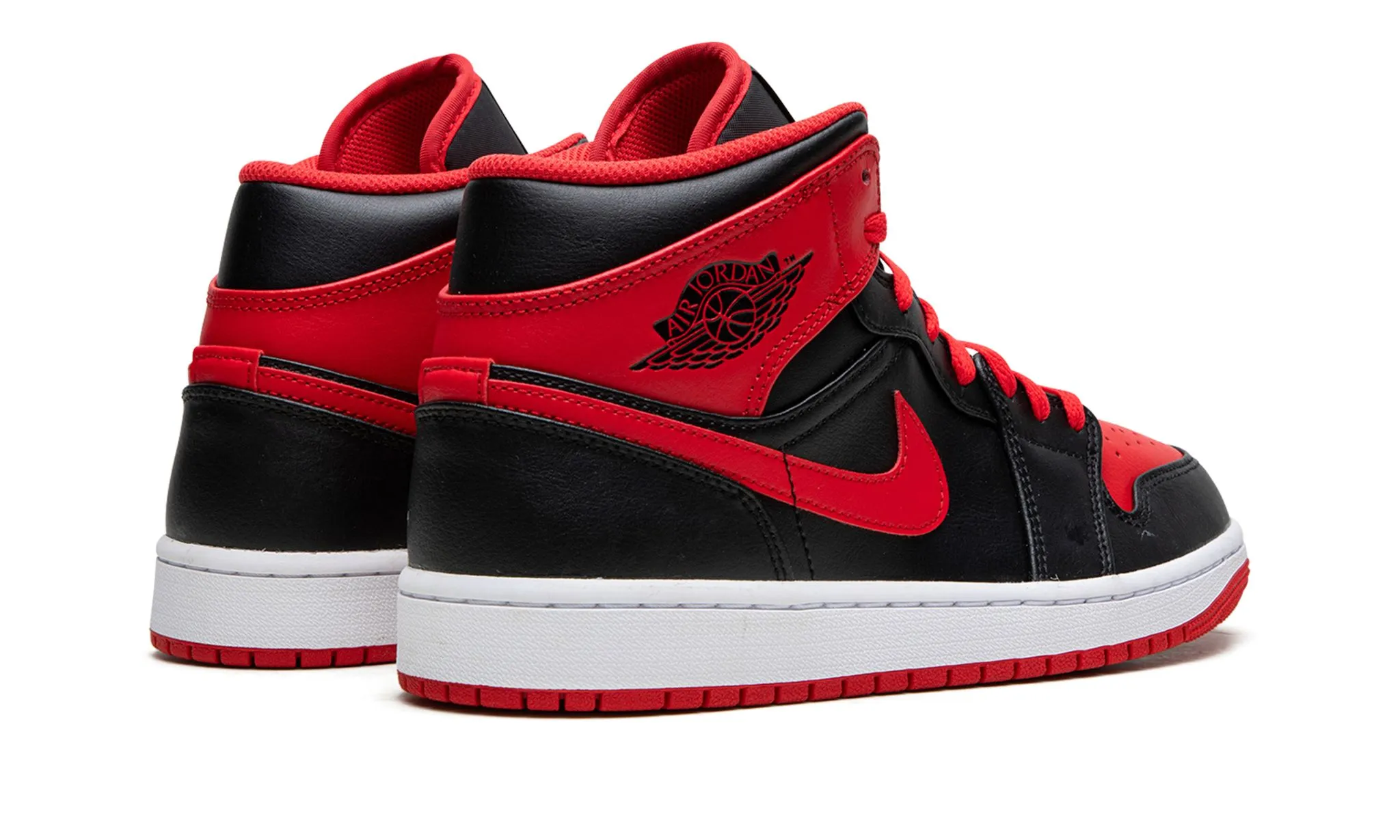 Air Jordan 1 Mid Alternate Bred Black Fire Red Low Step