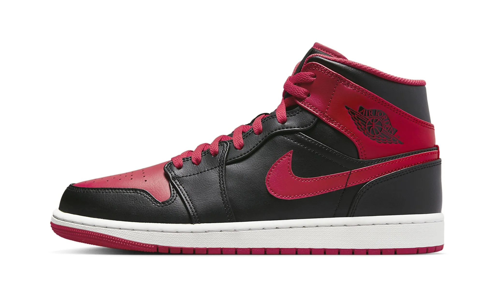 Clear Run Smooth Grip Air Jordan 1 Mid Alternate Bred Black Fire Red