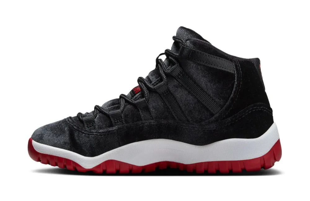 Jordan 11  "Bred Velvet" Pre-school Easy Clean Derby Style