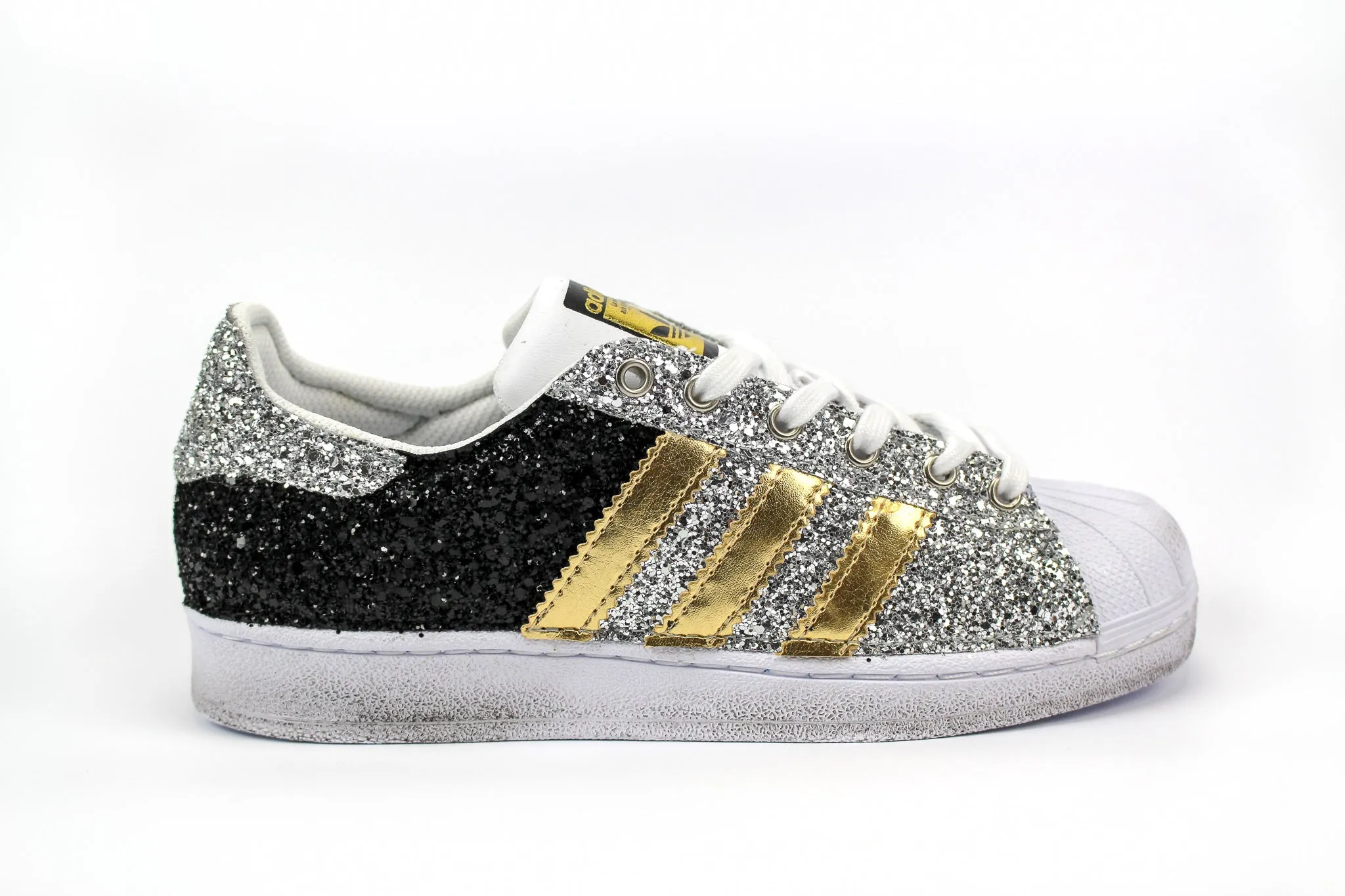 No Effort Neutral Color Adidas Superstar Gold Total Glitter Black & Silver