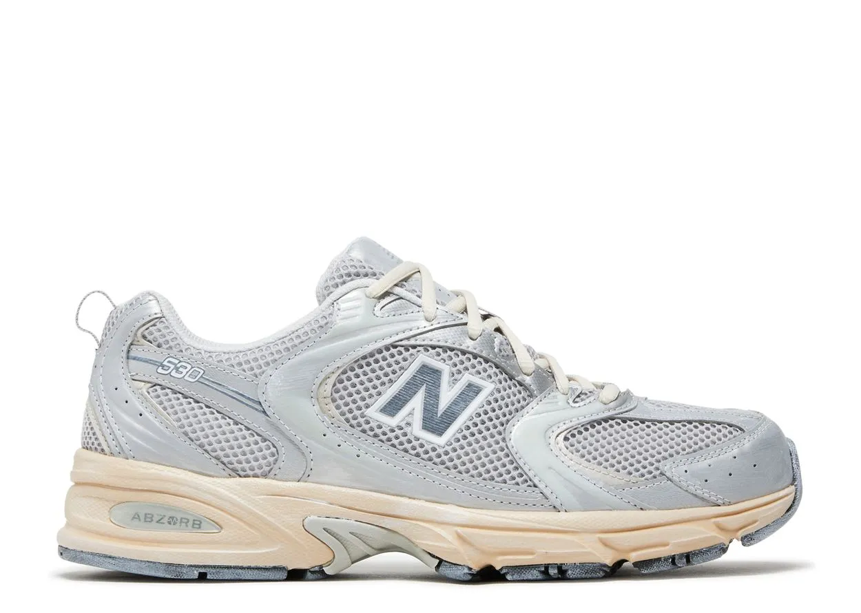 New Balance 530 Vintage Silver Metallic Moonbeam Stay Comfy Side Support
