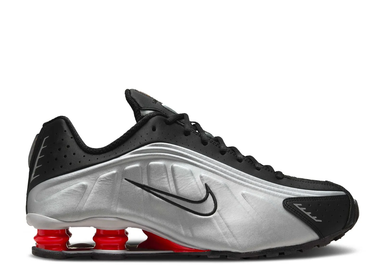 Nike Shox R4 Black Metallic Silver softball shoes efficient - running